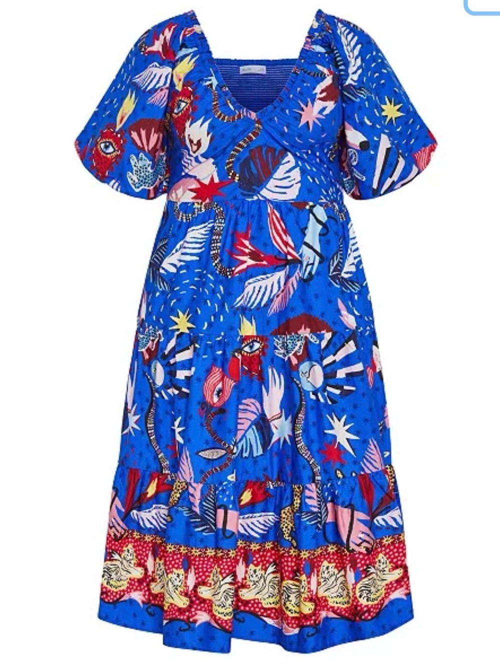 City Chic, Simona Print Puff Sleeve Dress